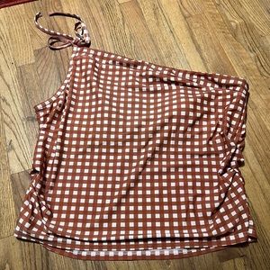 Lime Ricki sz 4x one shoulder bathing suit top with rouched sides